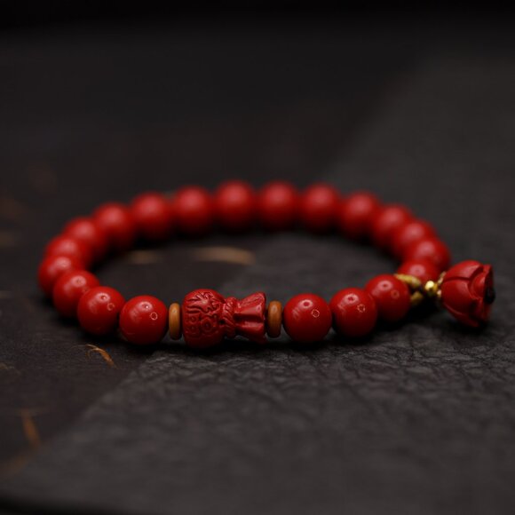 NWT: Cinnabar Lucky Pounch & Lotus Pendant Bracelet - Picture 1 of 5